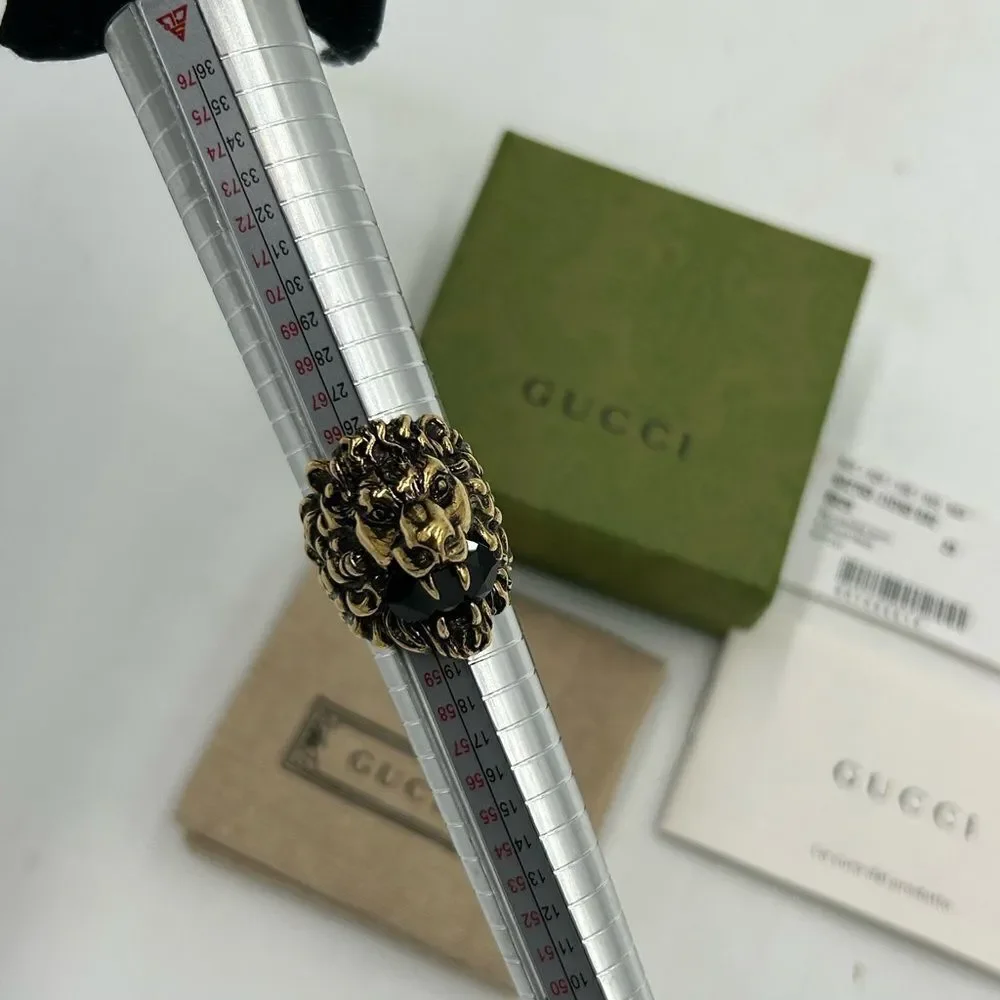 Men's Gucci iconic Lionhead ring size 10 made in Italy